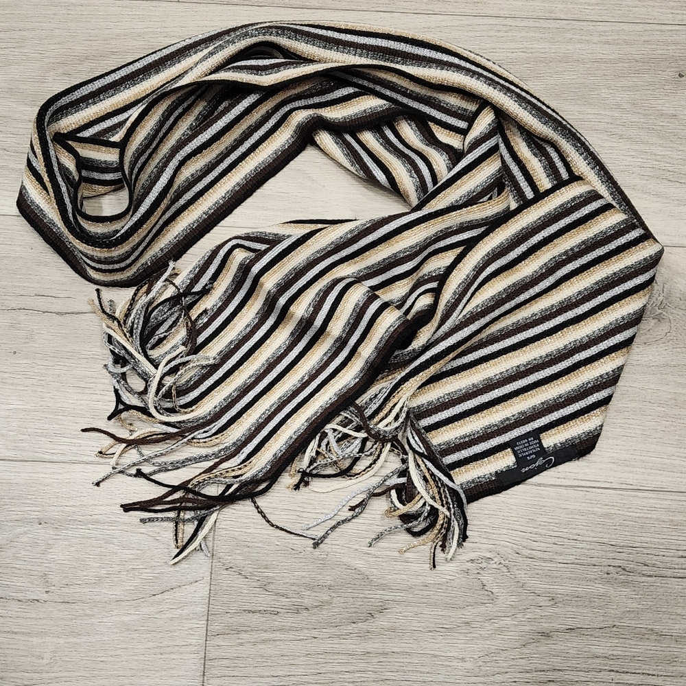 Acrylic Women's Scarf With Fringe & Metallic Detail